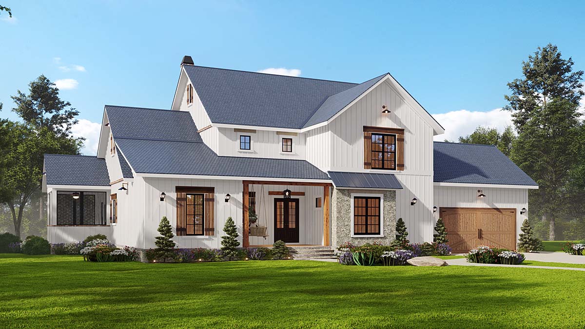 Farmhouse, New American Style, Traditional Plan with 4370 Sq. Ft., 4 Bedrooms, 5 Bathrooms, 2 Car Garage Elevation