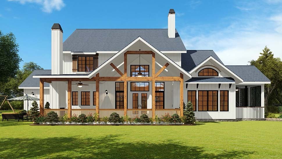 Farmhouse, New American Style, Traditional Plan with 4370 Sq. Ft., 4 Bedrooms, 5 Bathrooms, 2 Car Garage Picture 4