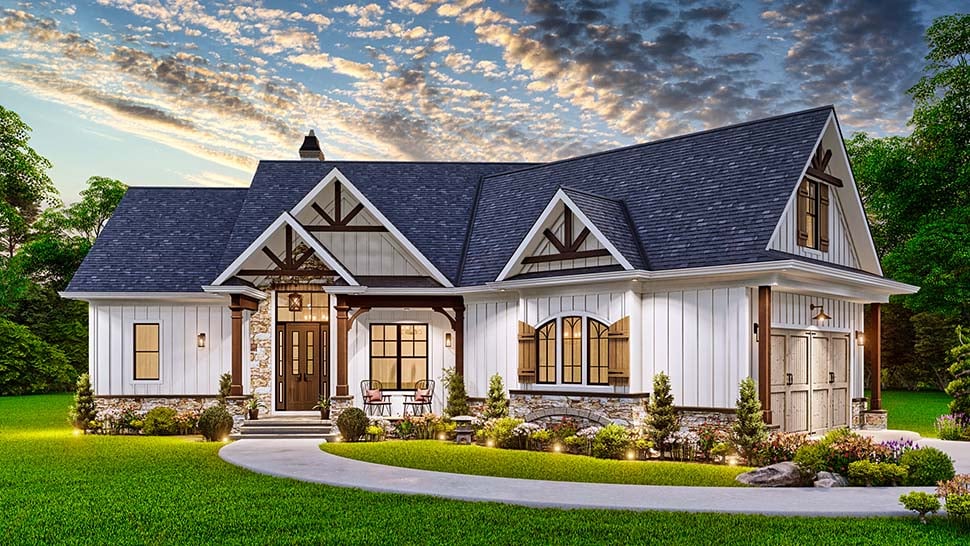 Craftsman, New American Style, Ranch Plan with 1759 Sq. Ft., 3 Bedrooms, 2 Bathrooms, 2 Car Garage Picture 8