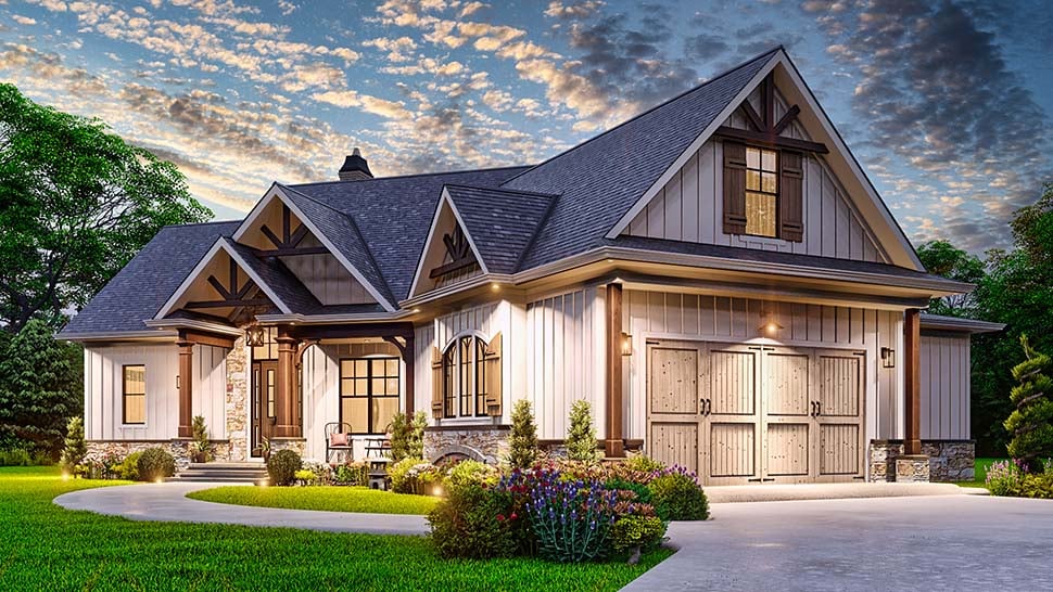 Craftsman, New American Style, Ranch Plan with 1759 Sq. Ft., 3 Bedrooms, 2 Bathrooms, 2 Car Garage Picture 9