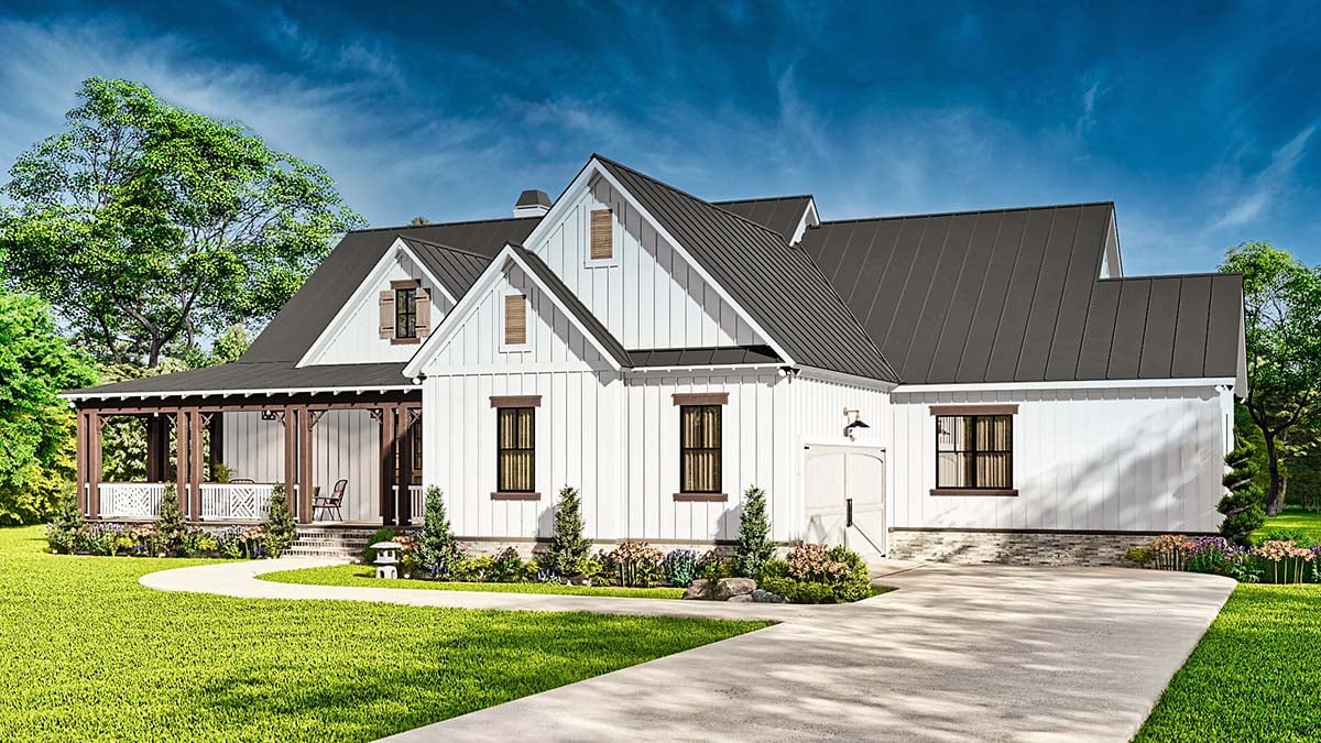 Cottage, Craftsman, Farmhouse, New American Style, Ranch Plan with 2623 Sq. Ft., 3 Bedrooms, 3 Bathrooms, 2 Car Garage Picture 2