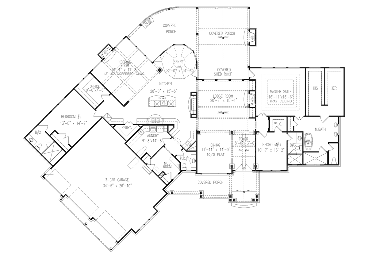 Craftsman New American Style Ranch Traditional Level One of Plan 81656