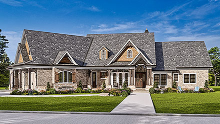 Craftsman New American Style Ranch Traditional Elevation of Plan 81656
