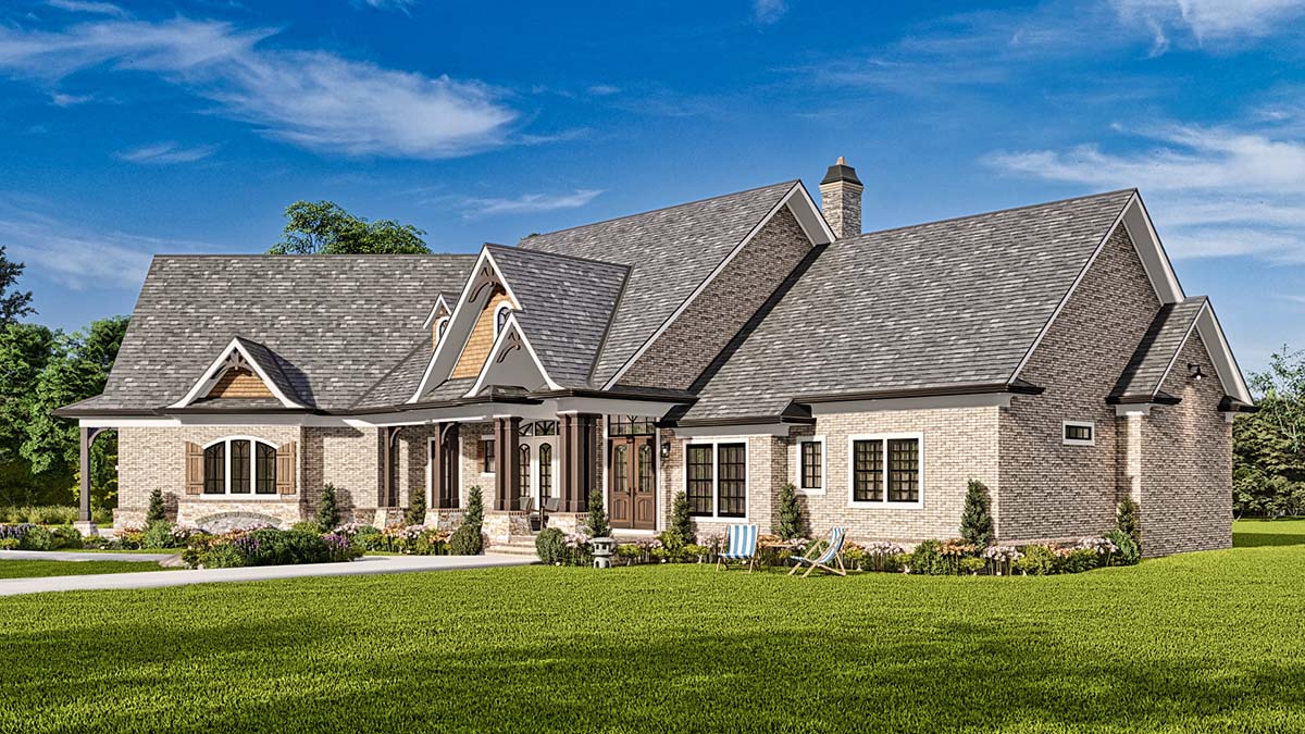 Craftsman, New American Style, Ranch, Traditional Plan with 3432 Sq. Ft., 3 Bedrooms, 4 Bathrooms, 3 Car Garage Picture 2