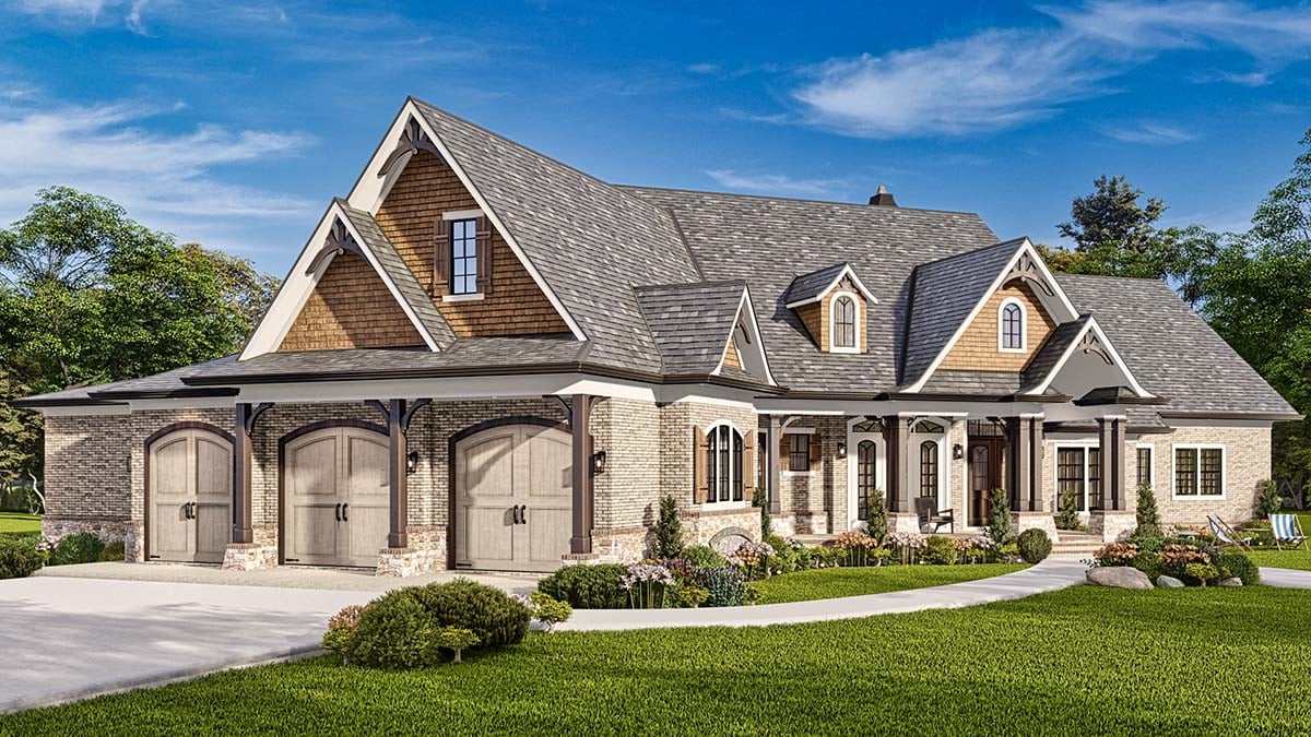 Craftsman, New American Style, Ranch, Traditional Plan with 3432 Sq. Ft., 3 Bedrooms, 4 Bathrooms, 3 Car Garage Picture 3