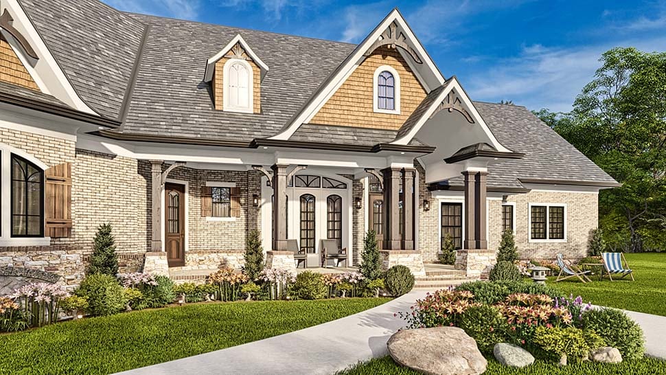 Craftsman, New American Style, Ranch, Traditional Plan with 3432 Sq. Ft., 3 Bedrooms, 4 Bathrooms, 3 Car Garage Picture 4