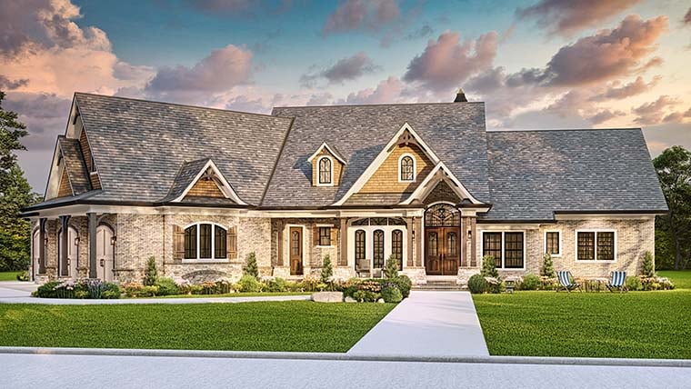 Craftsman, New American Style, Ranch, Traditional Plan with 3432 Sq. Ft., 3 Bedrooms, 4 Bathrooms, 3 Car Garage Picture 6