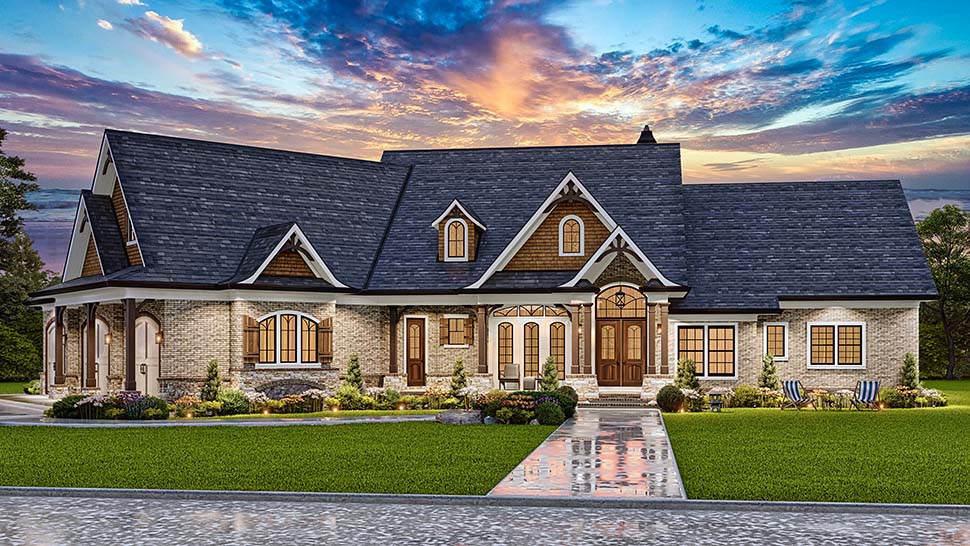 Craftsman, New American Style, Ranch, Traditional Plan with 3432 Sq. Ft., 3 Bedrooms, 4 Bathrooms, 3 Car Garage Picture 7