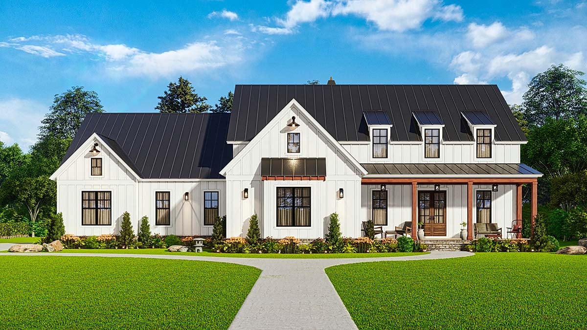 Farmhouse Plan with 2809 Sq. Ft., 3 Bedrooms, 3 Bathrooms, 2 Car Garage Elevation