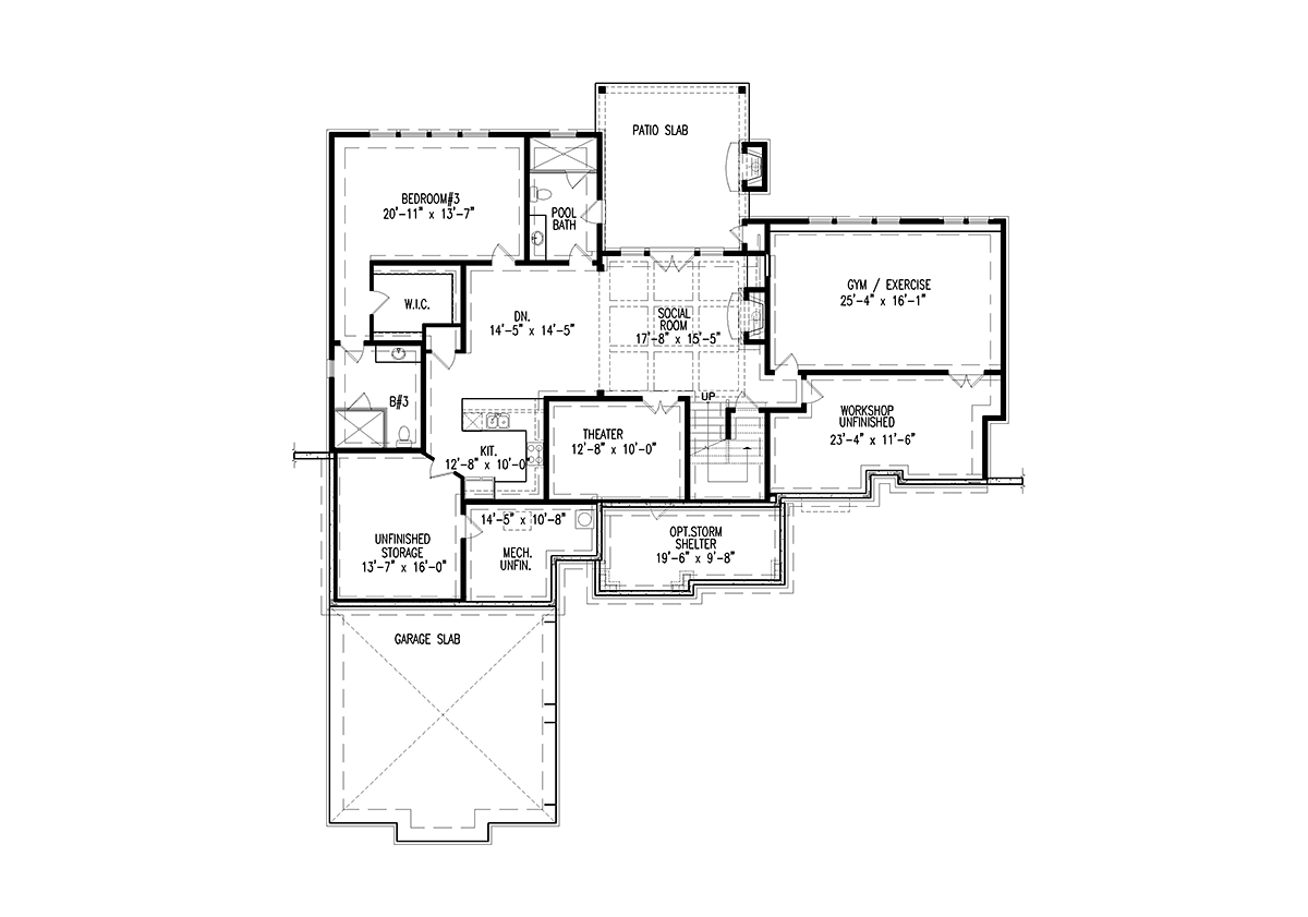 Country Craftsman New American Style Lower Level of Plan 81660