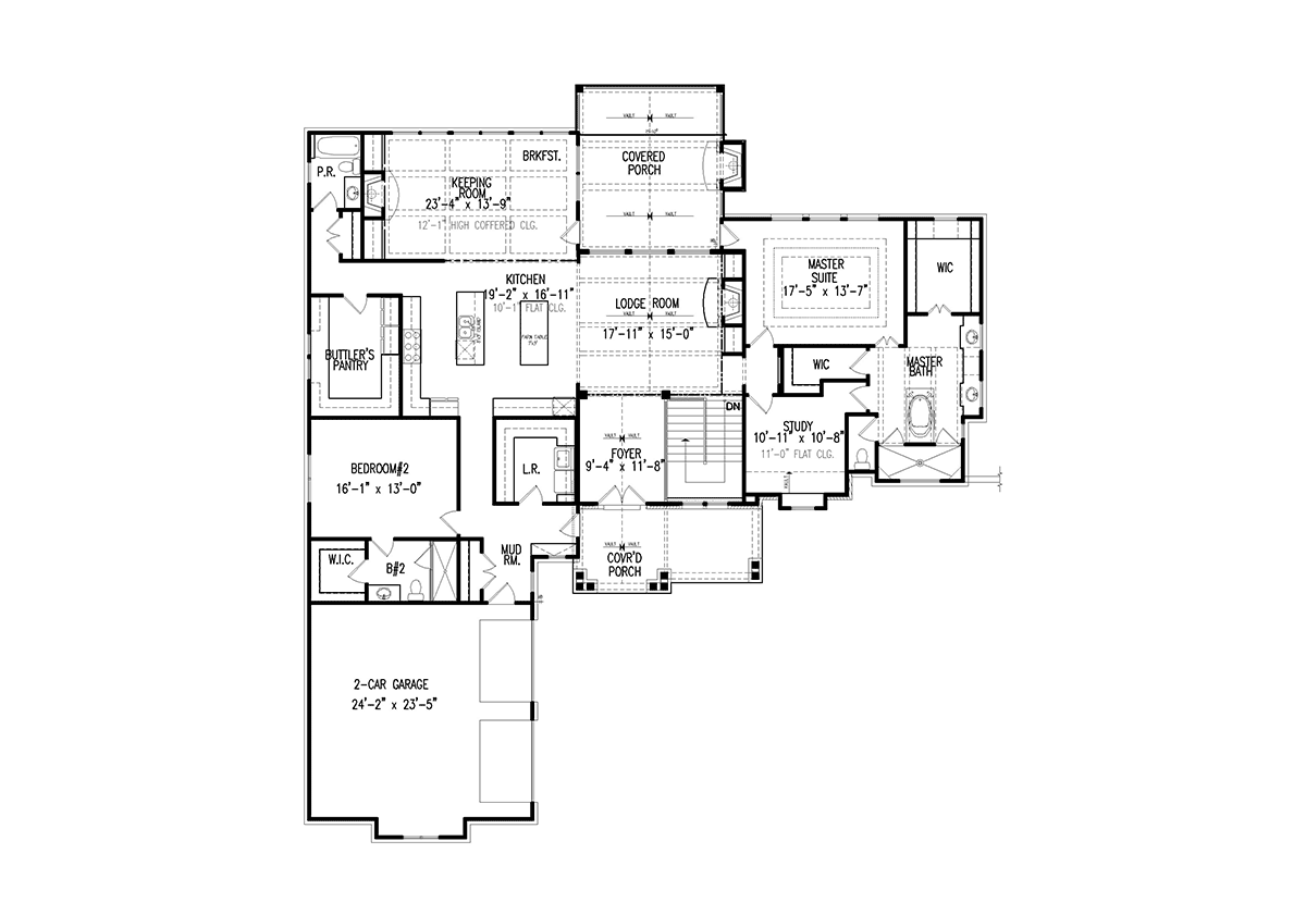 Country Craftsman New American Style Level One of Plan 81660