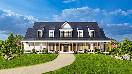 Country Farmhouse Elevation of Plan 81663