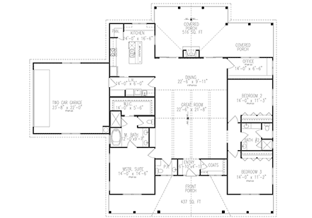 House Plan 81664 First Level Plan