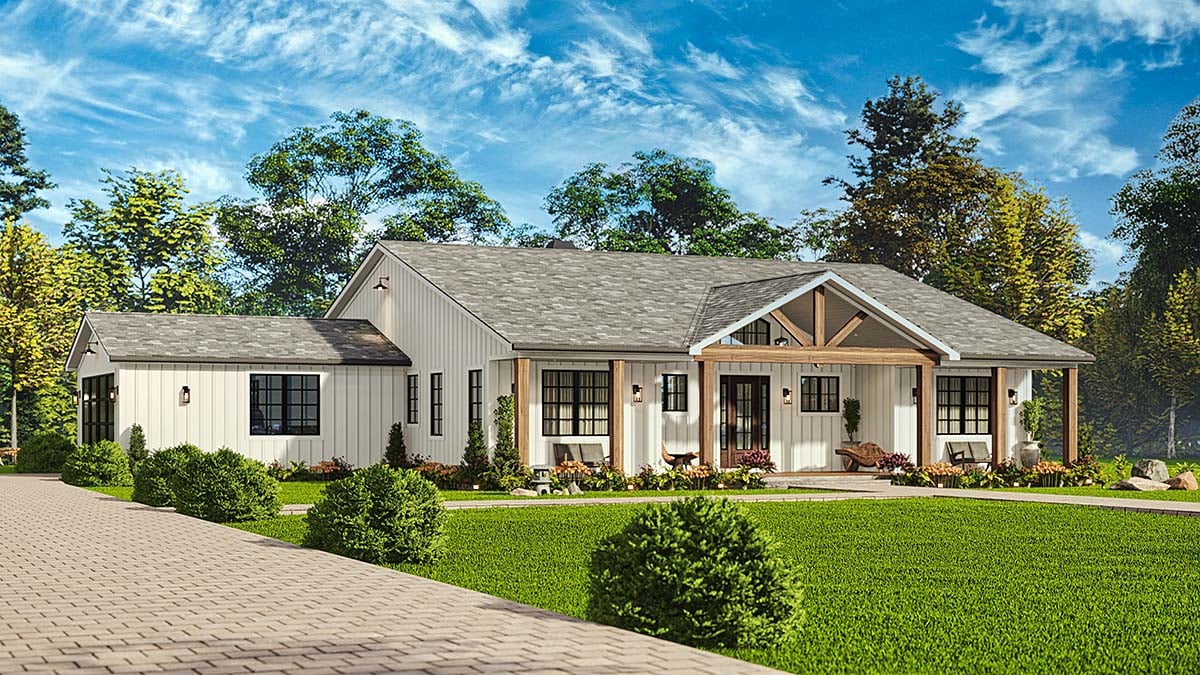 Country, Craftsman, Ranch Plan with 2270 Sq. Ft., 3 Bedrooms, 3 Bathrooms, 2 Car Garage Elevation