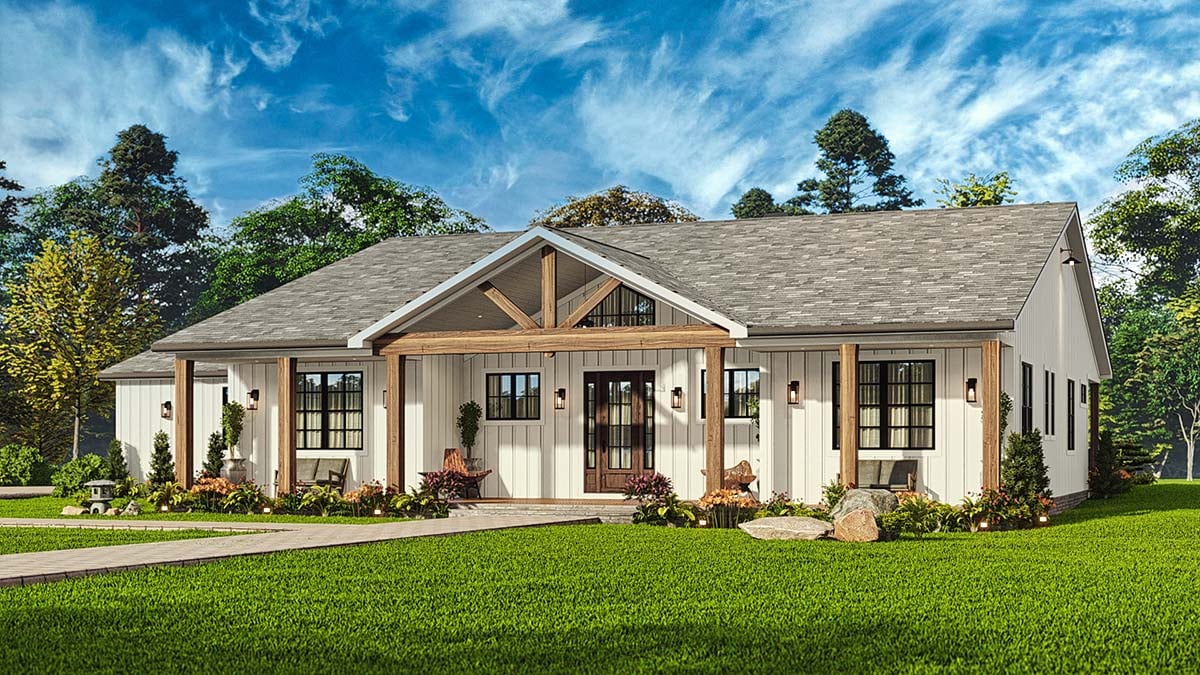 Country, Craftsman, Ranch Plan with 2270 Sq. Ft., 3 Bedrooms, 3 Bathrooms, 2 Car Garage Picture 2