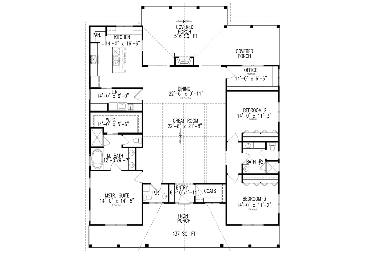 Country Craftsman Ranch Level One of Plan 81665