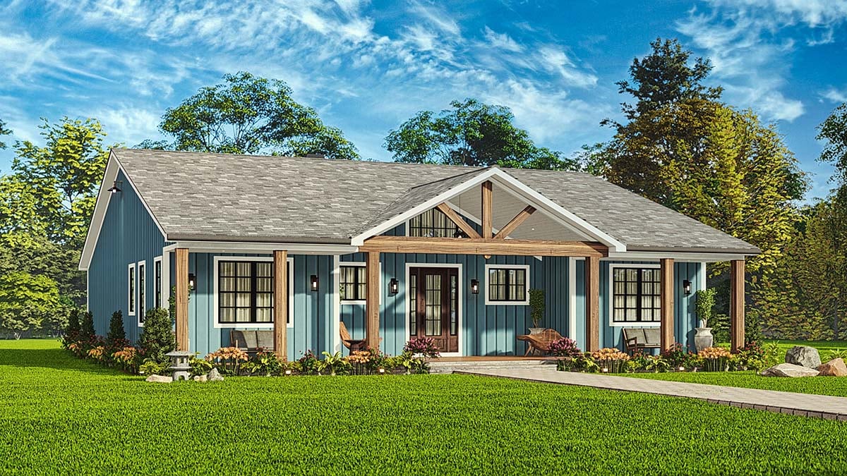 Country, Craftsman, Ranch Plan with 2270 Sq. Ft., 3 Bedrooms, 3 Bathrooms Elevation