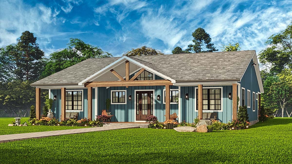 Country, Craftsman, Ranch Plan with 2270 Sq. Ft., 3 Bedrooms, 3 Bathrooms Picture 2