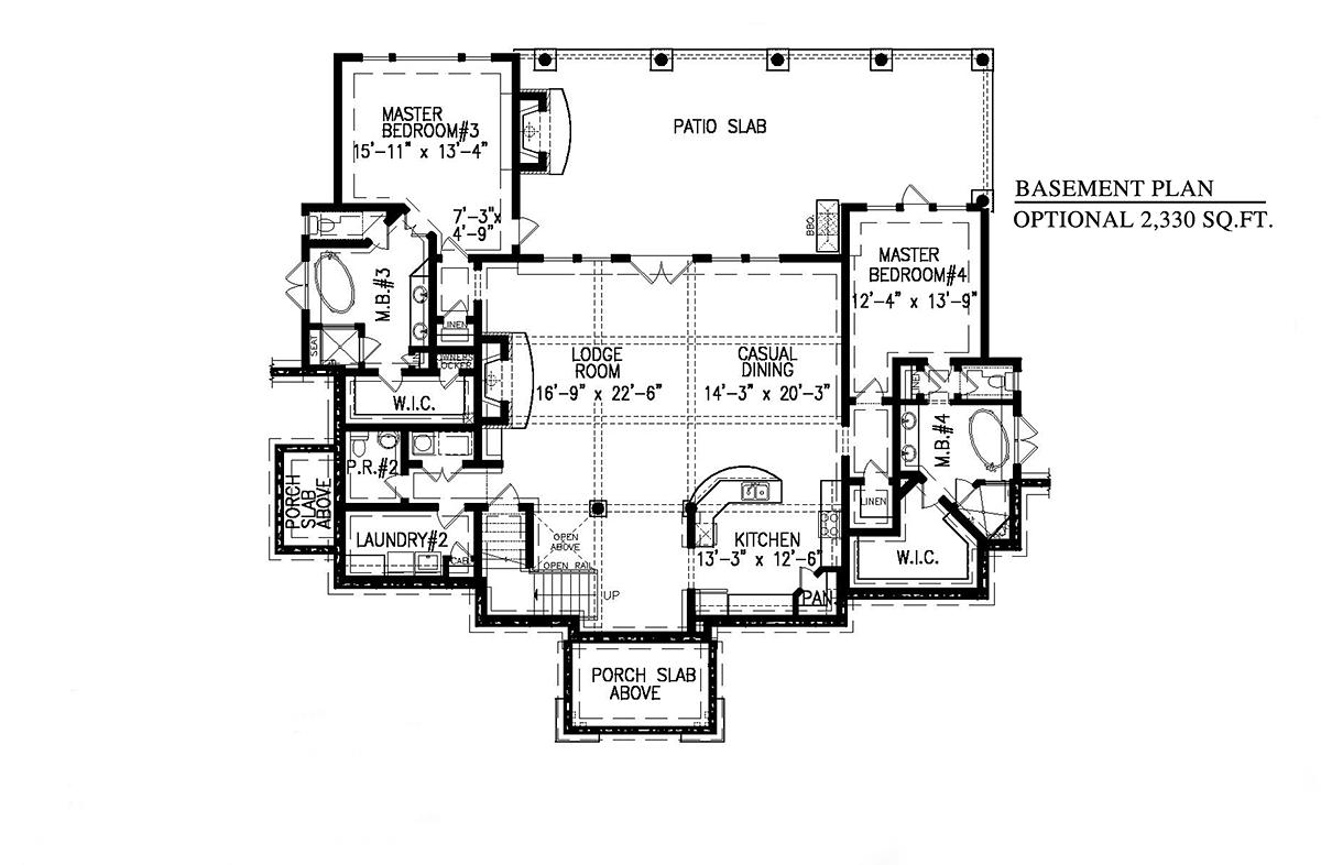 Cottage Craftsman New American Style Ranch Lower Level of Plan 81666