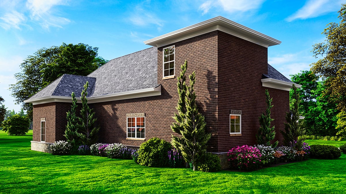 Country, Craftsman, Farmhouse, Traditional Plan, 1 Bathrooms, 4 Car Garage Rear Elevation