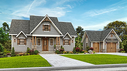 Bungalow Cottage Craftsman New American Style Elevation of Plan 81670