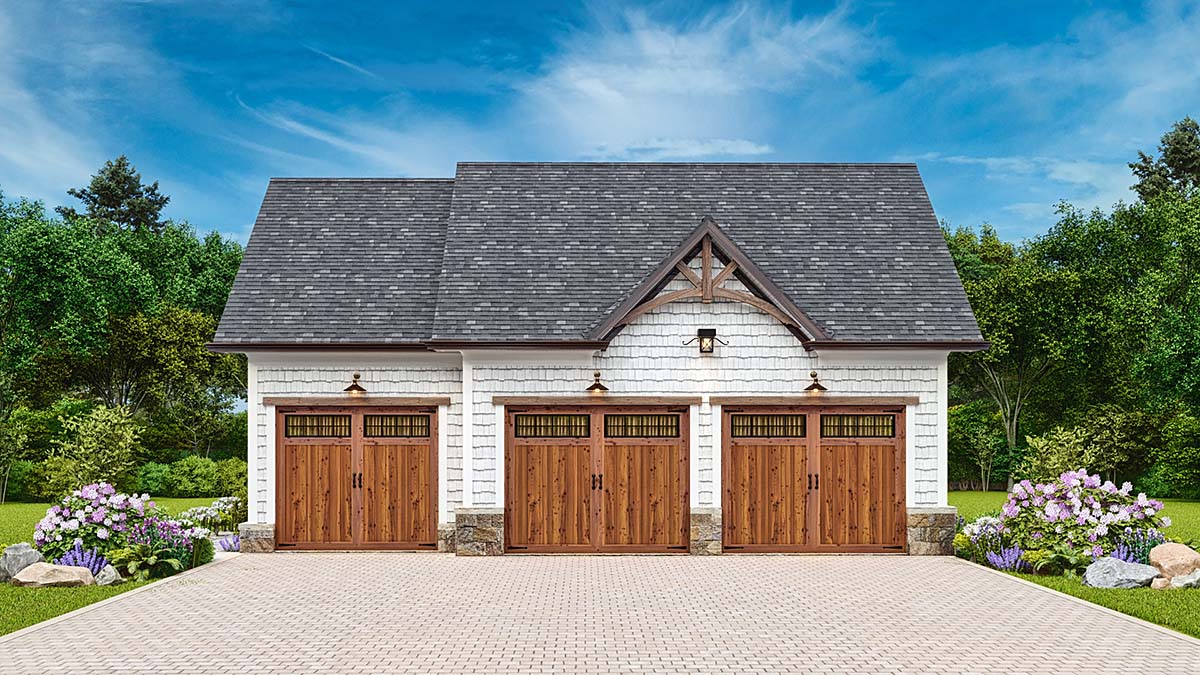 Country, Craftsman, Traditional Plan with 494 Sq. Ft., 1 Bathrooms, 3 Car Garage Elevation