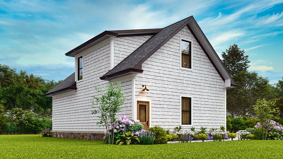 Country, Craftsman, Traditional Plan with 494 Sq. Ft., 1 Bathrooms, 3 Car Garage Rear Elevation