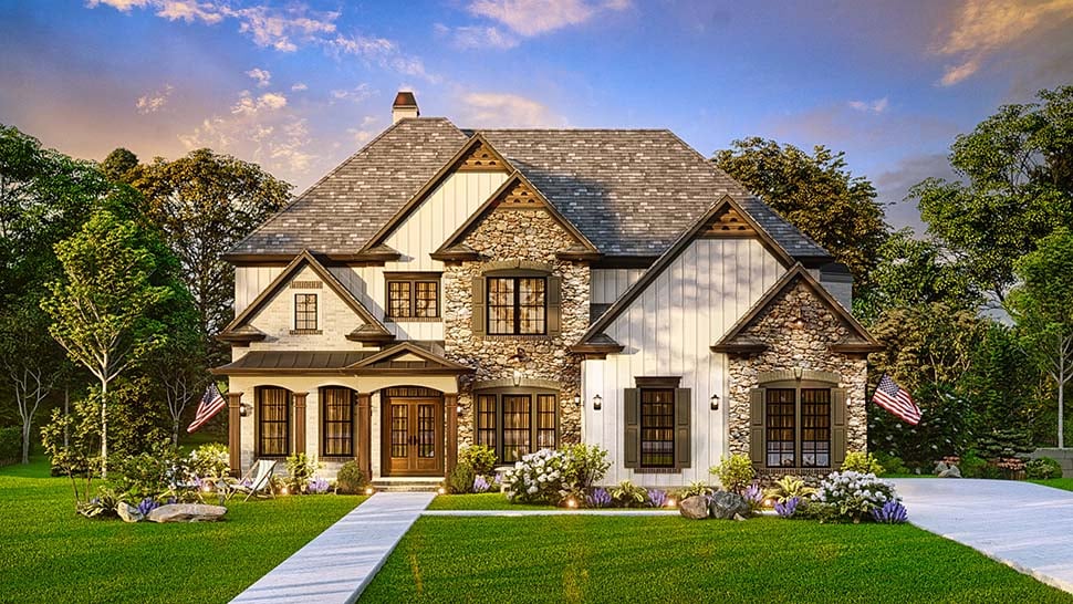 Craftsman, Traditional Plan with 3547 Sq. Ft., 5 Bedrooms, 4 Bathrooms, 3 Car Garage Picture 7