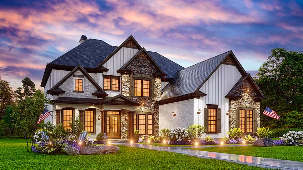 Craftsman, Traditional Plan with 3547 Sq. Ft., 5 Bedrooms, 4 Bathrooms, 3 Car Garage Picture 9