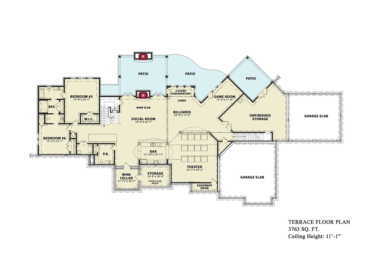 Coastal Craftsman New American Style Traditional Lower Level of Plan 81675