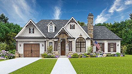 Cottage Craftsman New American Style Ranch Traditional Elevation of Plan 81676