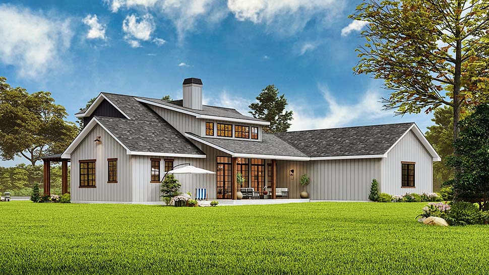 Contemporary, Country, Farmhouse Plan with 2459 Sq. Ft., 4 Bedrooms, 4 Bathrooms, 2 Car Garage Picture 5