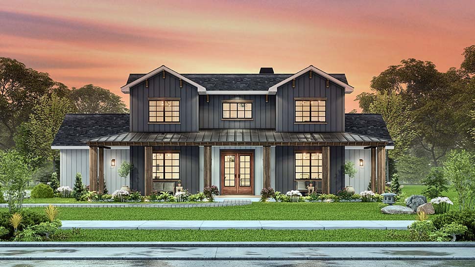 Contemporary, Country, Farmhouse Plan with 2459 Sq. Ft., 4 Bedrooms, 4 Bathrooms, 2 Car Garage Picture 7