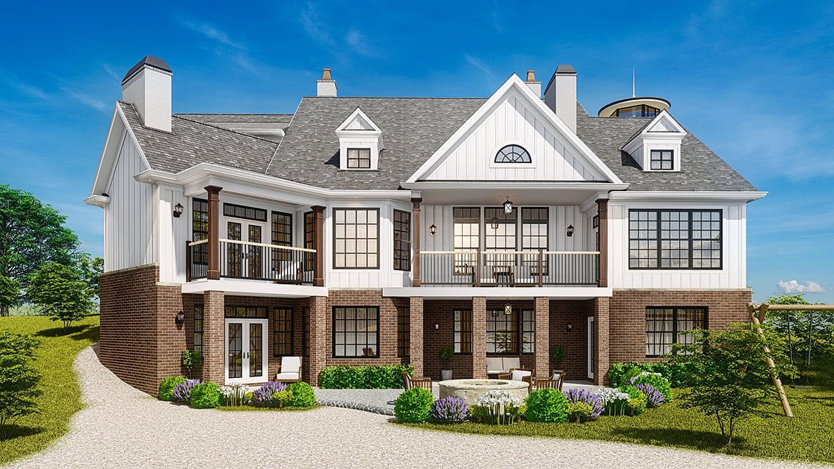Coastal, Contemporary, Country, Craftsman, Farmhouse, New American Style Plan with 3652 Sq. Ft., 5 Bedrooms, 5 Bathrooms, 2 Car Garage Rear Elevation