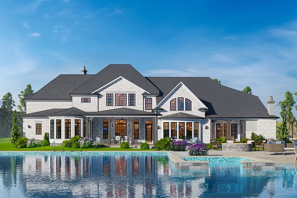 Contemporary, Traditional Plan with 5985 Sq. Ft., 5 Bedrooms, 7 Bathrooms, 3 Car Garage Rear Elevation