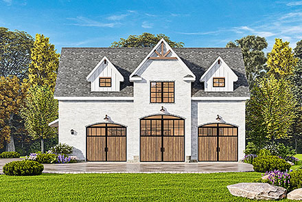 Contemporary Country Craftsman Traditional Elevation of Plan 81683