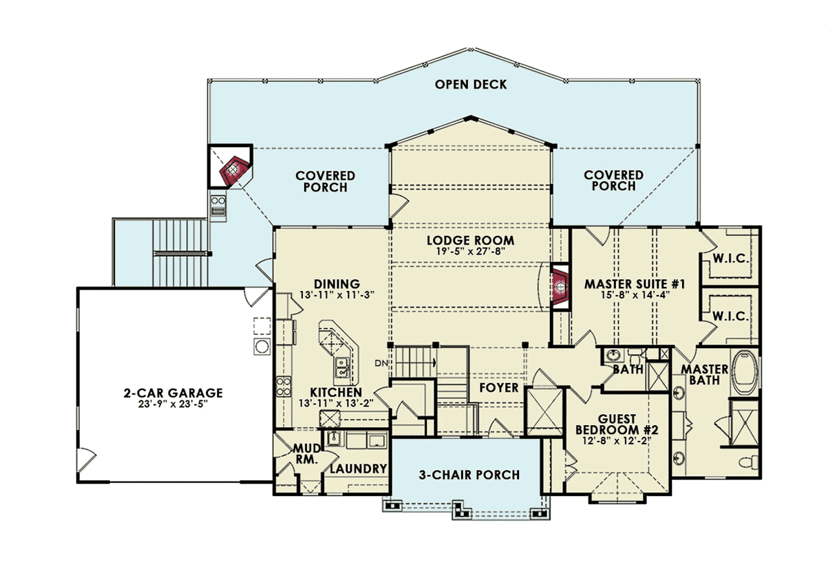 Cottage New American Style Traditional Level One of Plan 81685