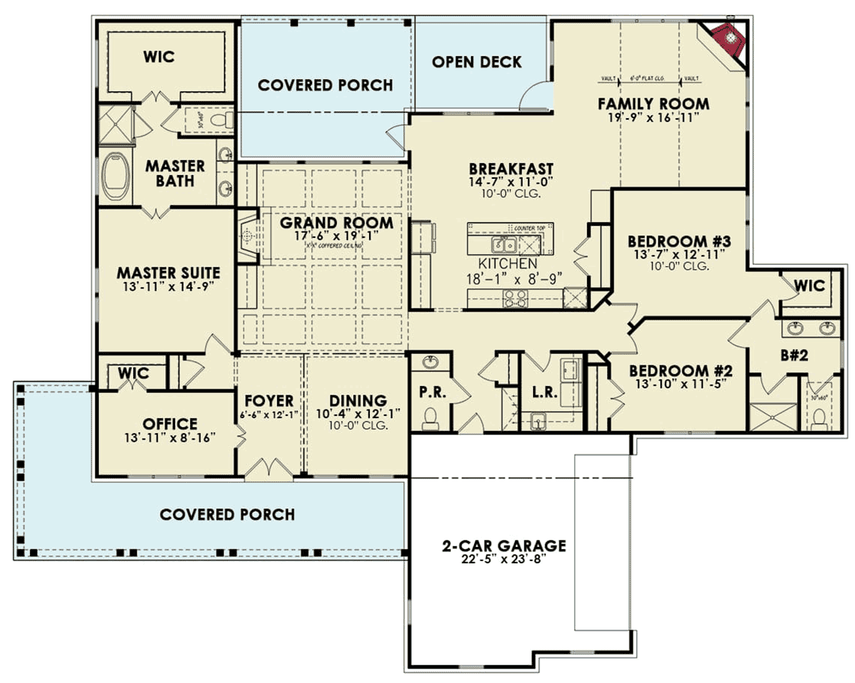 Craftsman Ranch Level One of Plan 81687