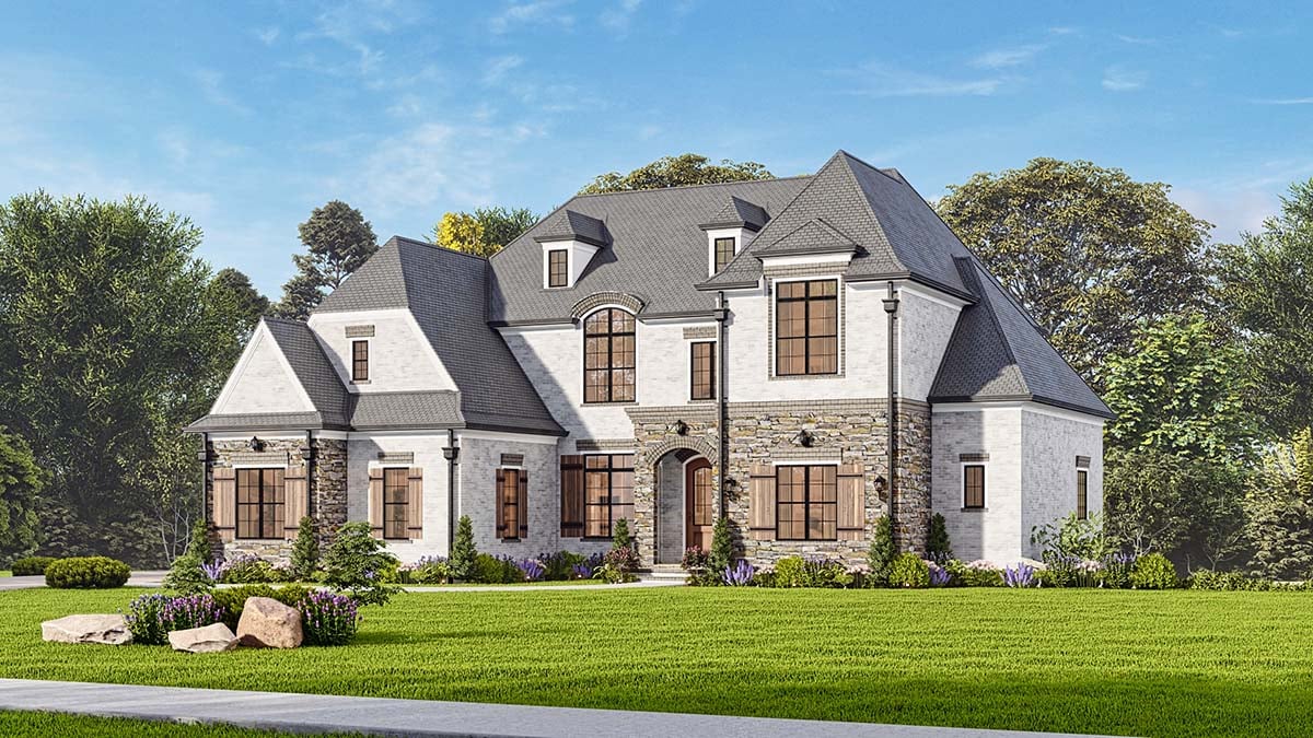 European, French Country, Traditional Plan with 4743 Sq. Ft., 5 Bedrooms, 6 Bathrooms, 3 Car Garage Picture 2