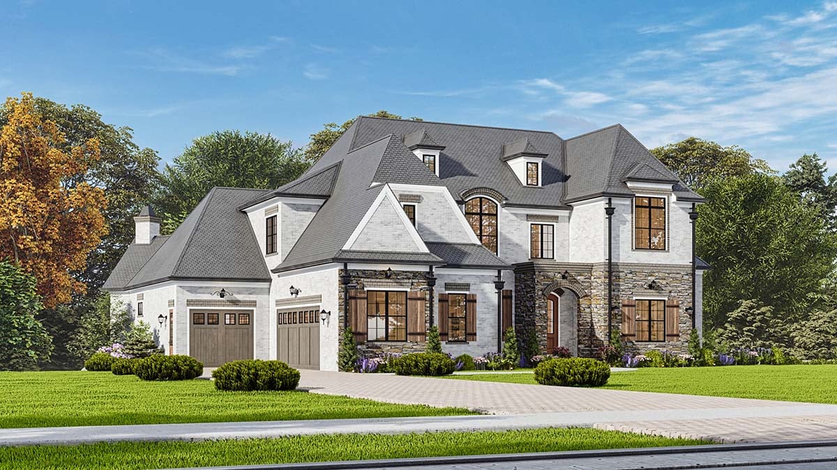 European, French Country, Traditional Plan with 4743 Sq. Ft., 5 Bedrooms, 6 Bathrooms, 3 Car Garage Picture 3