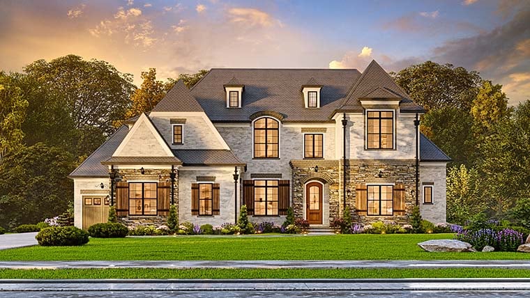 European, French Country, Traditional Plan with 4743 Sq. Ft., 5 Bedrooms, 6 Bathrooms, 3 Car Garage Picture 6