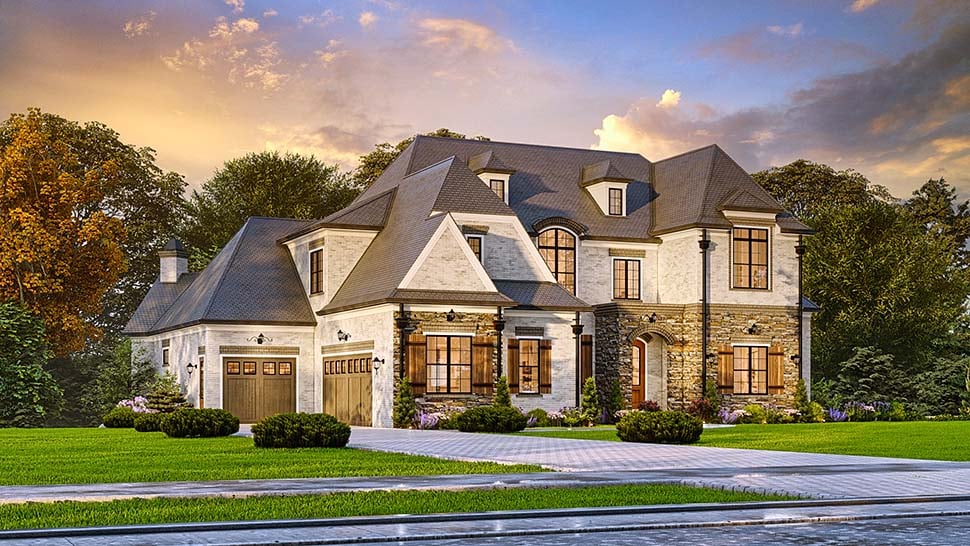 European, French Country, Traditional Plan with 4743 Sq. Ft., 5 Bedrooms, 6 Bathrooms, 3 Car Garage Picture 7