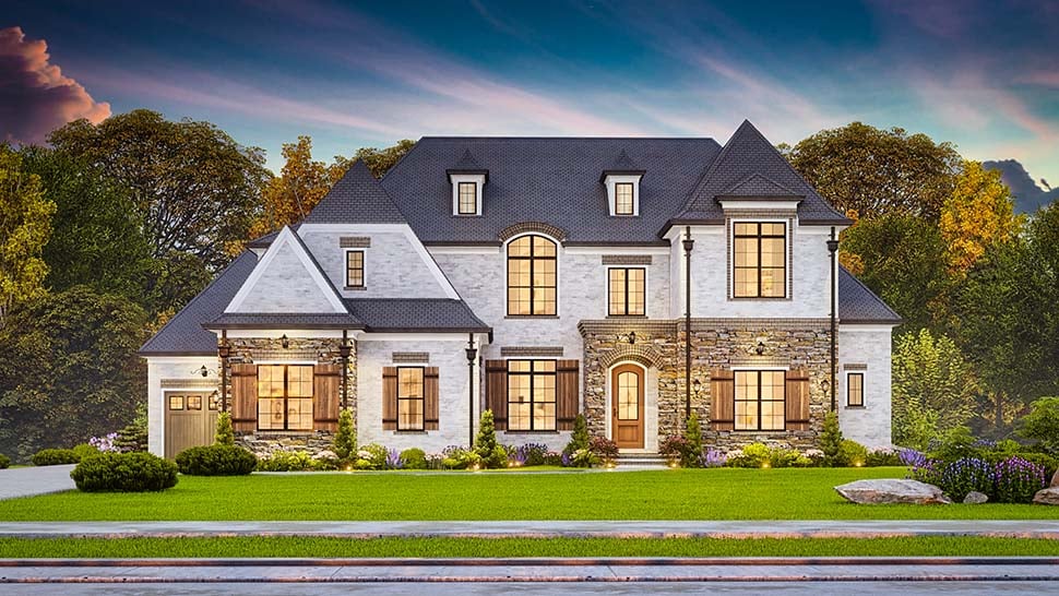 European, French Country, Traditional Plan with 4743 Sq. Ft., 5 Bedrooms, 6 Bathrooms, 3 Car Garage Picture 8