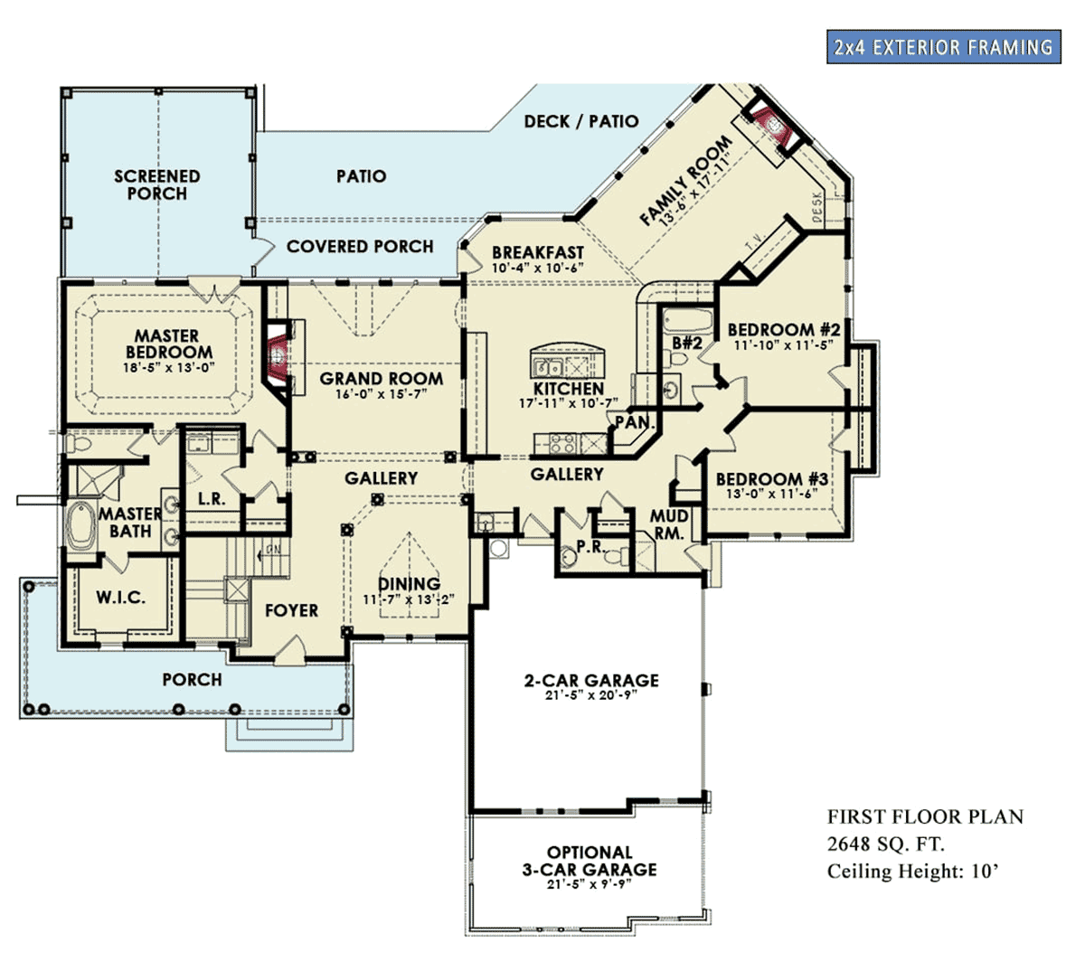 Craftsman Ranch Traditional Level One of Plan 81689