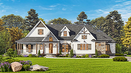 Craftsman Ranch Traditional Elevation of Plan 81689