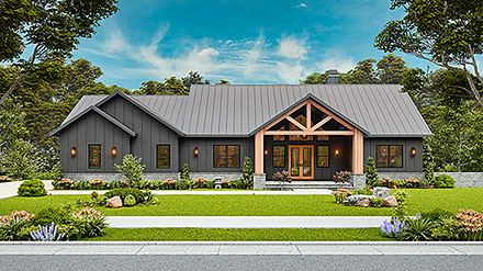 Country Craftsman Farmhouse Ranch Elevation of Plan 81693
