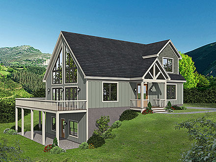 Bungalow Cabin Country Craftsman Farmhouse French Country Prairie Style Ranch Traditional Elevation of Plan 81701
