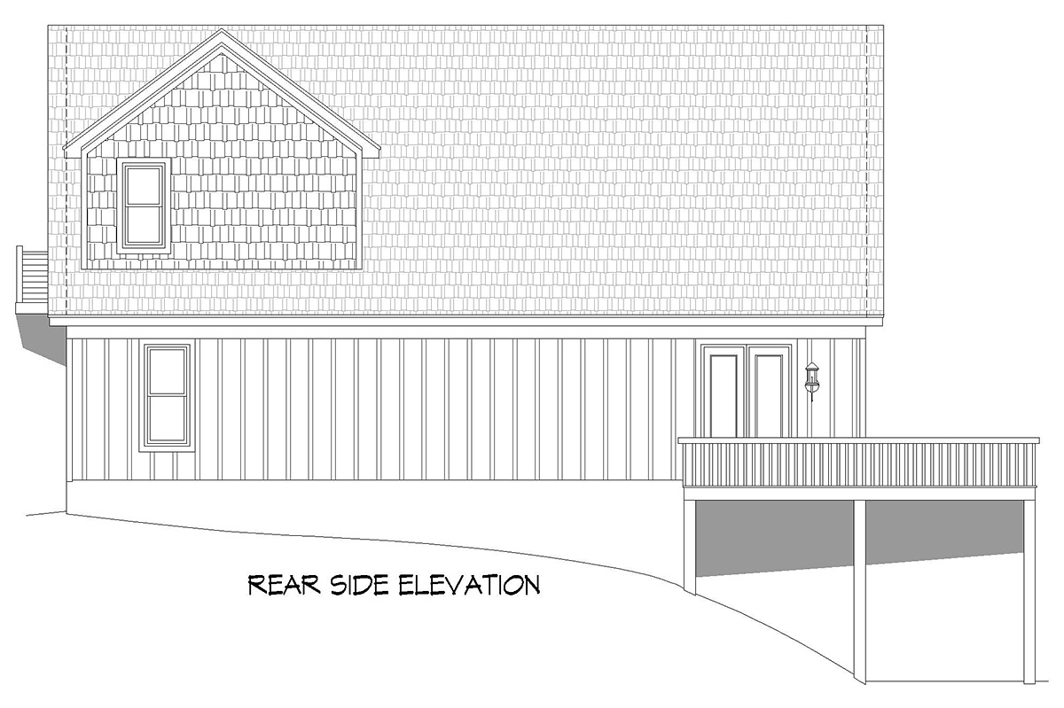 Bungalow Cabin Country Craftsman Farmhouse French Country Prairie Style Ranch Traditional Rear Elevation of Plan 81701