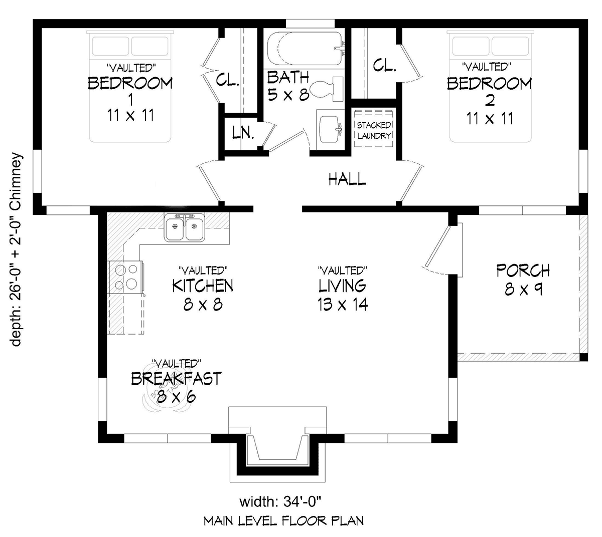 Cottage Modern Level One of Plan 81702