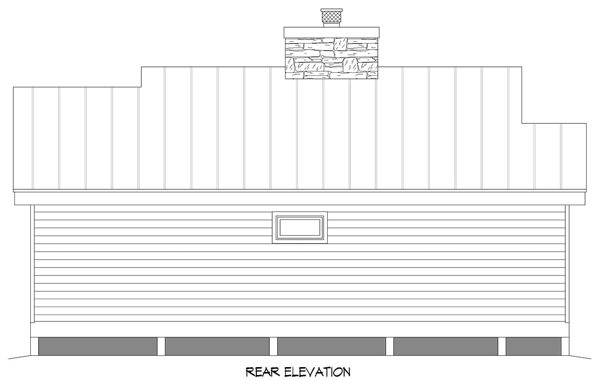 Cottage Modern Rear Elevation of Plan 81702